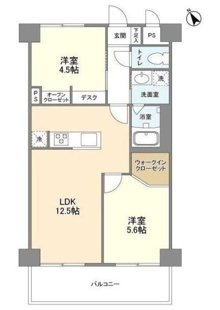 クリエール志木(2LDK/4階)の間取り写真
