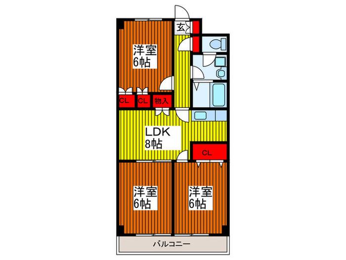 ひまわりマンシヨン(3LDK/1階)の間取り写真