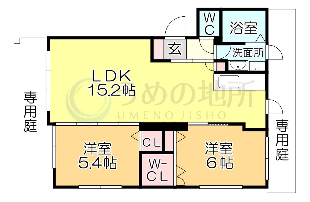 ラフィーネマリーゴールド(2LDK/1階)の間取り写真