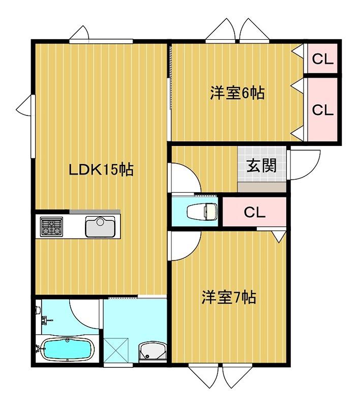 オニクス(2LDK/2階)の間取り写真