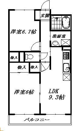 ピースI(2LDK/1階)の間取り写真