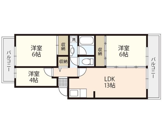 鈴が峰第5団地 7号棟(3LDK/1階)の間取り写真