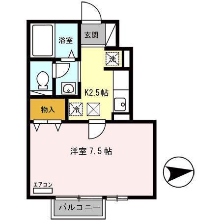 VILLAMK(1K/1階)の間取り写真