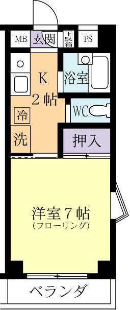 ヴィラ天久保(1K/2階)の間取り写真