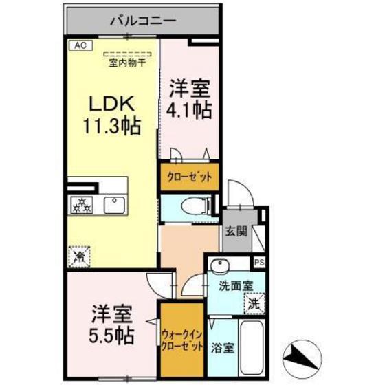 メルベーユ(2LDK/2階)の間取り写真