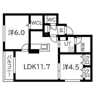 ノムラ新さっぽろ(2LDK/2階)の間取り写真