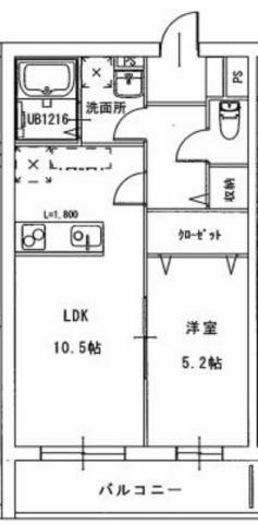 クローリス(1LDK/2階)の間取り写真