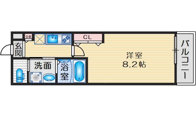 リアコート関大前イースト(1K/2階)の間取り写真