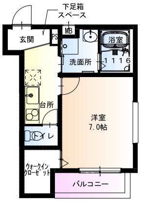 フジパレス長居西III番館(1K/3階)の間取り写真