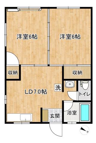 煉瓦の館 弐番街(2DK/2階)の間取り写真