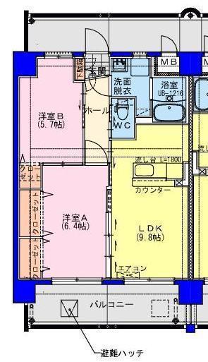 第2ノベハイツ(2LDK/5階)の間取り写真