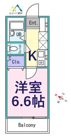 シュガール戸部本町(1K/3階)の間取り写真