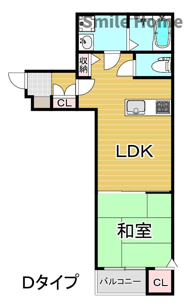 SUN生A号棟(1DK/2階)の間取り写真