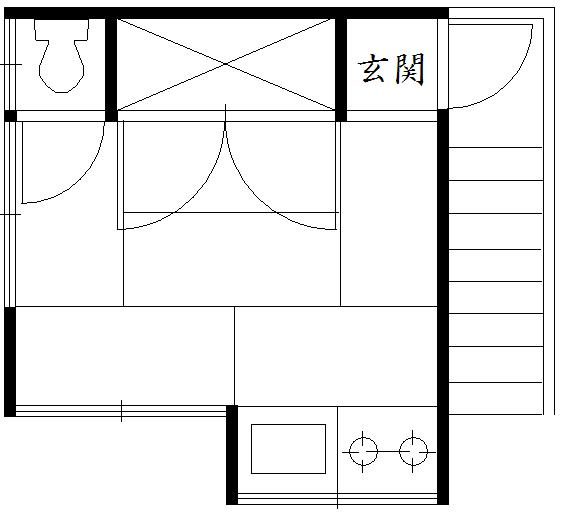 ふじハウス(ワンルーム/2階)の間取り写真