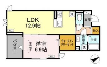 クレアトーレ(1LDK/2階)の間取り写真