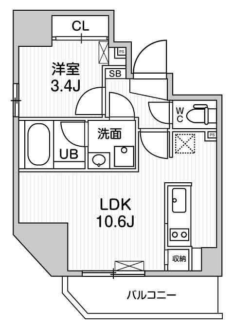 S-RESIDENCE入谷ALESIA(1LDK/7階)の間取り写真