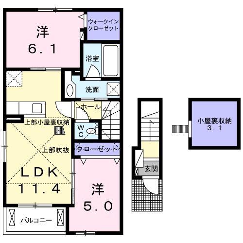 ジェルメVIII(2LDK/2階)の間取り写真