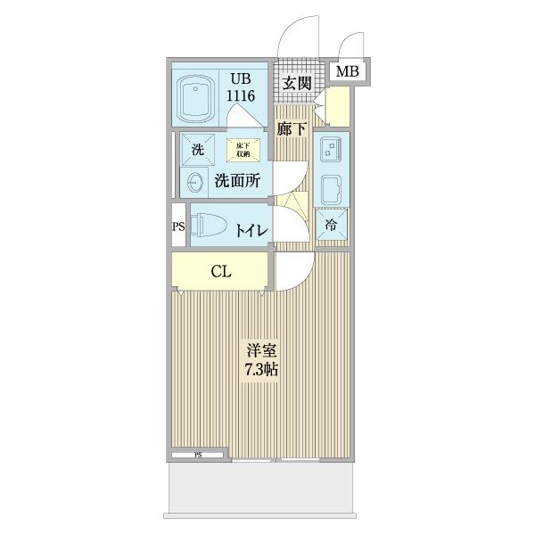 ソレイユ吹田(1K/1階)の間取り写真