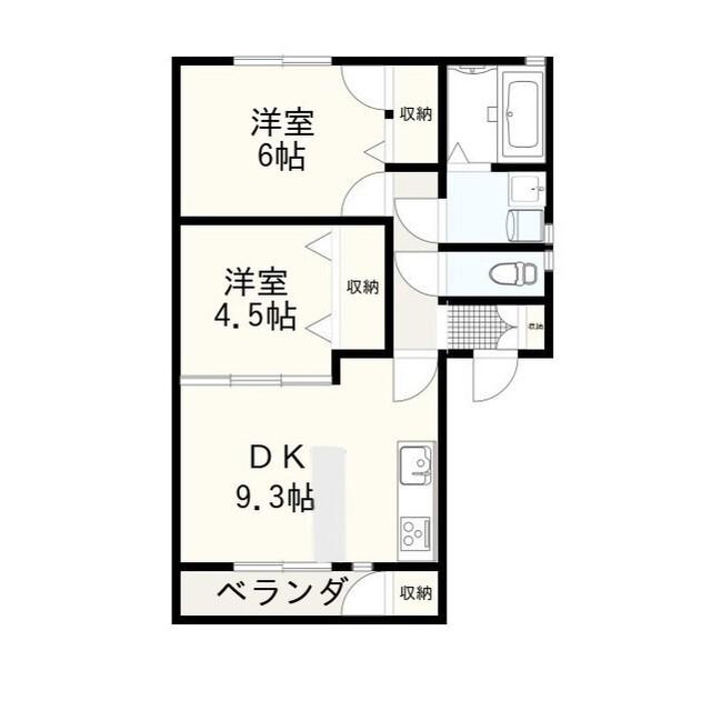 ベルメゾンB(2LDK/1階)の間取り写真