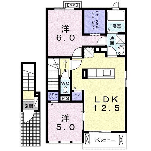 SUNNY RESIDENCE(2LDK/2階)の間取り写真