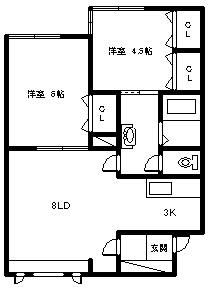 サイレンスコート(2LDK/2階)の間取り写真