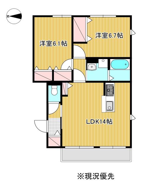 BELLE SABLE(2LDK/2階)の間取り写真