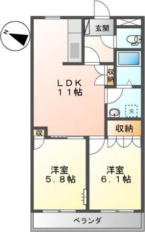 プルミエールIE(2LDK/2階)の間取り写真
