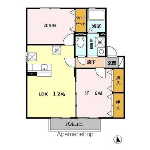 コンチェルト桜 A棟(2LDK/1階)の間取り写真