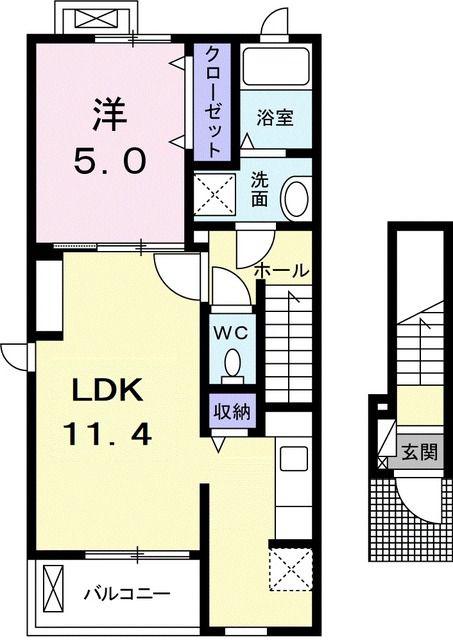 カーサ・ヴィオラ(1LDK/2階)の間取り写真
