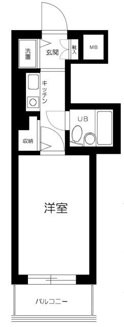メルシー上池台(1K/4階)の間取り写真