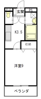セントラル(1K/1階)の間取り写真
