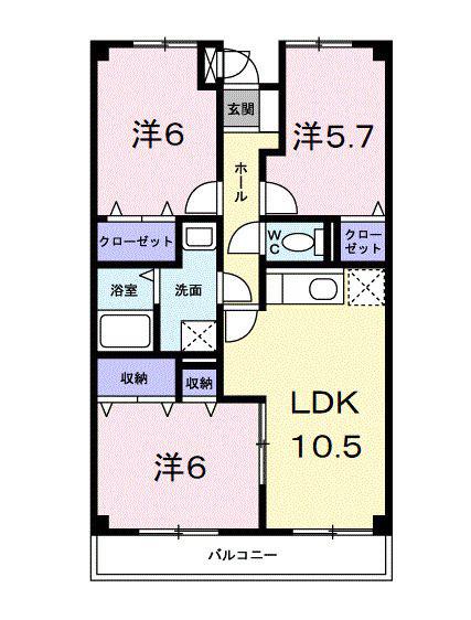 パラッツォ大安寺(3LDK/4階)の間取り写真