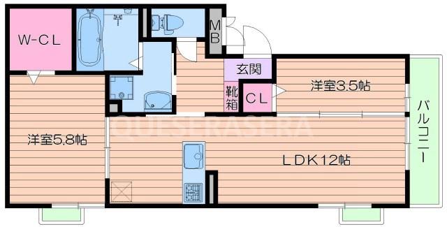 PROSPERITA(2LDK/1階)の間取り写真
