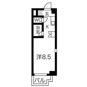 アムール虹ヶ丘(1K/6階)の間取り写真