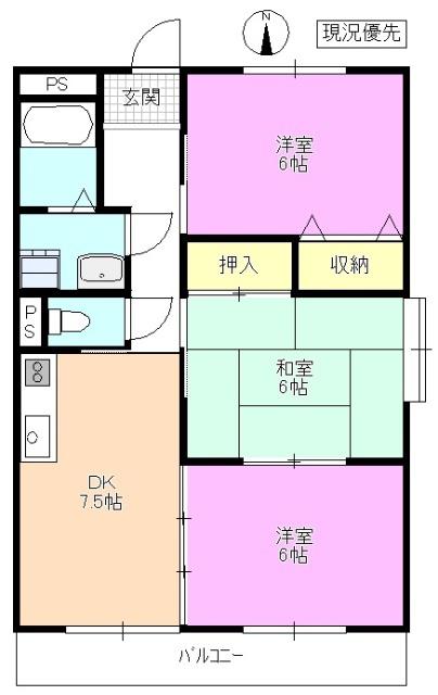 LA・VIE・EN TAKAIDE(3K/2階)の間取り写真
