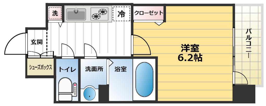 プレサンス難波セレクト(1K/5階)の間取り写真