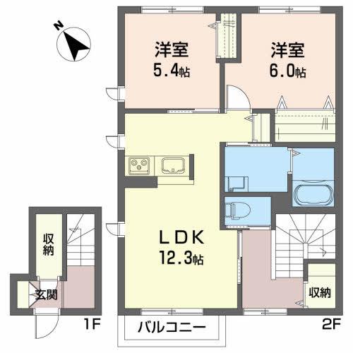 シャーメゾン菅谷台VII(2LDK/2階)の間取り写真