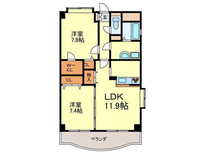 アム・フルッス(2LDK/1階)の間取り写真