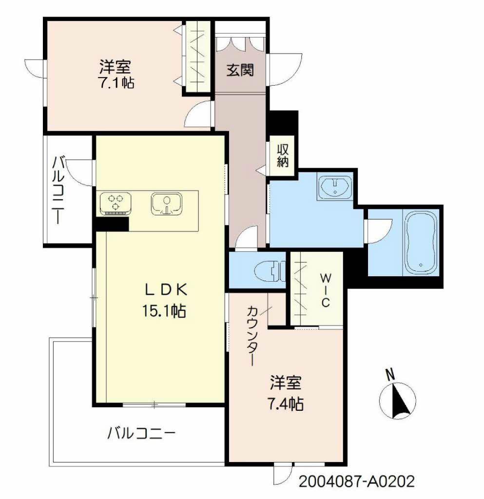 AGREABLE(2LDK/2階)の間取り写真