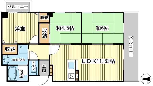 ツインピア(3LDK/4階)の間取り写真