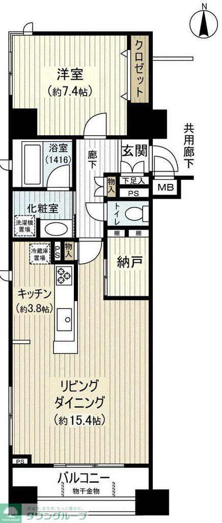 国立デュープレックスI(1LDK/12階)の間取り写真