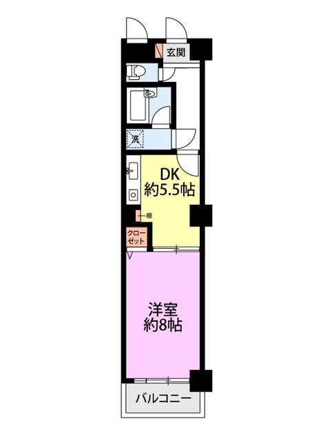 朝日プラザ寺尾(1DK/5階)の間取り写真