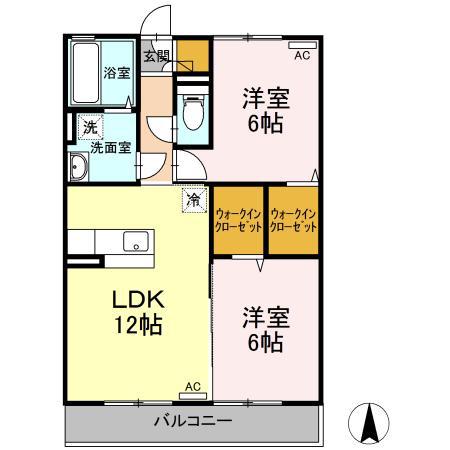 セレッソ花楯88(2LDK/1階)の間取り写真
