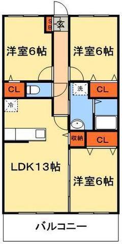 プレールK(3LDK/2階)の間取り写真