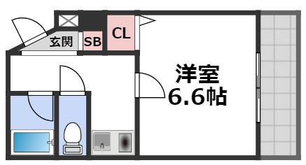 エトワールヴィルーR深江橋駅前(1K/6階)の間取り写真