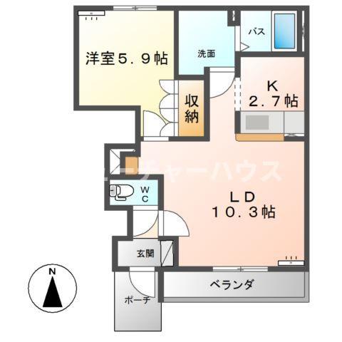 ソレイユ(1LDK/1階)の間取り写真