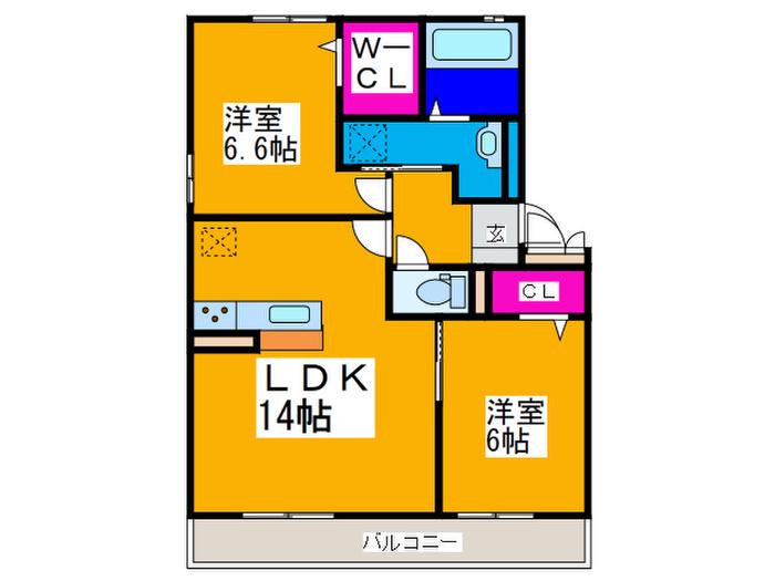 マーベラス(2LDK/3階)の間取り写真