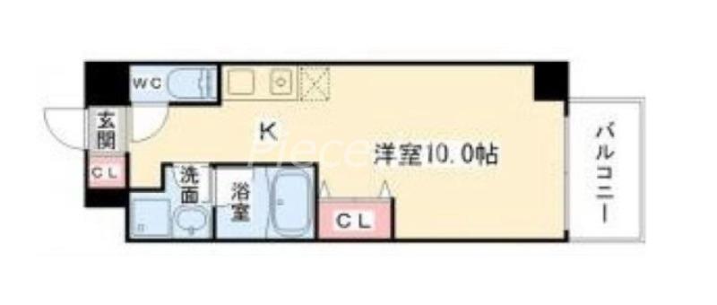 レジデンス釣鐘(ワンルーム/2階)の間取り写真