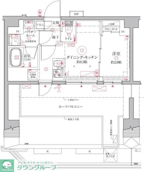 クレイシアIDZ二子新地(1K/7階)の間取り写真