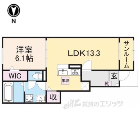 バンブー ニン A(1LDK/1階)の間取り写真
